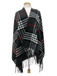 (image for) Cashmere Feel Plaid Shawl Black/Grey/Red/White