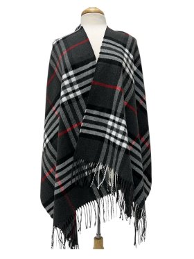 Cashmere Feel Plaid Shawl Black/Grey/Red/White