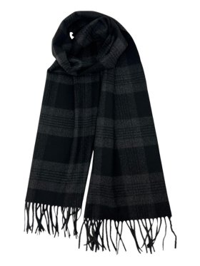 Woven Plaid Cashmere Feel Scarf 12-pack Black/Grey C22-2