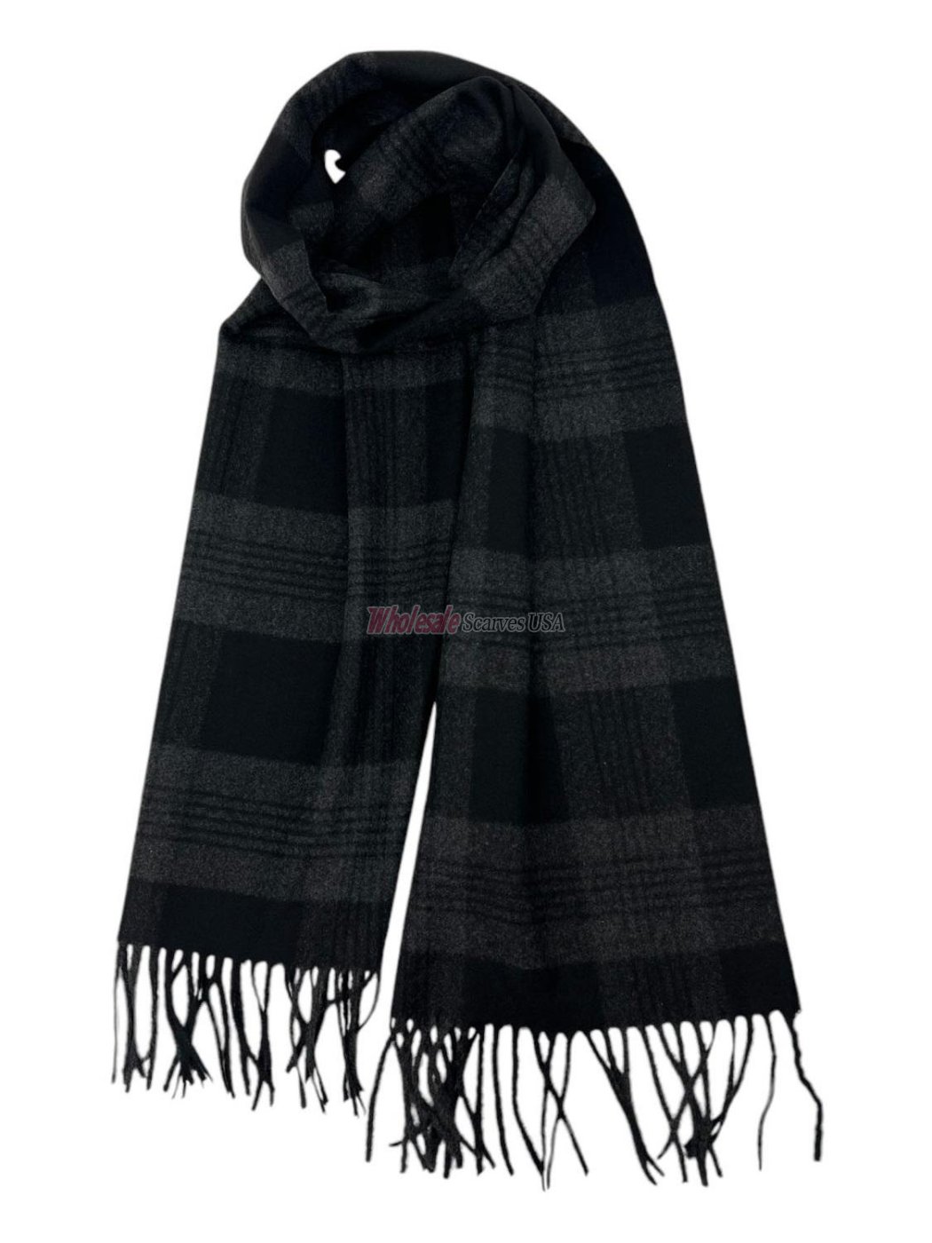 (image for) Woven Plaid Cashmere Feel Scarf 12-pack Black/Grey C22-2