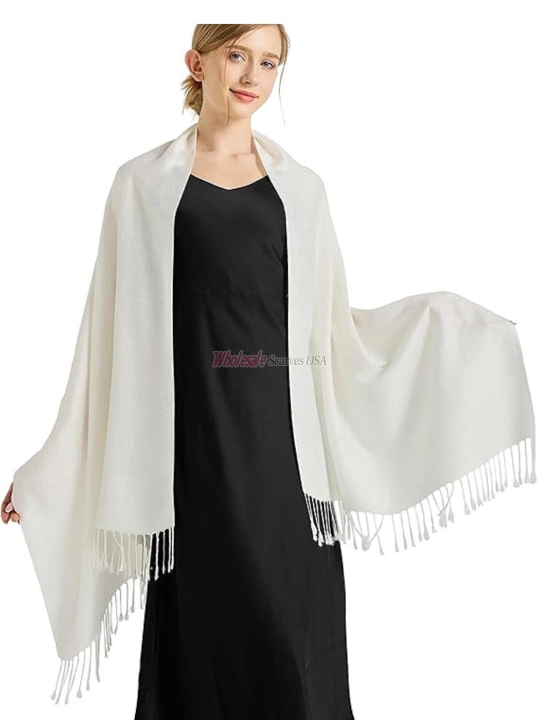 (image for) Super Solid Pashmina Ivory