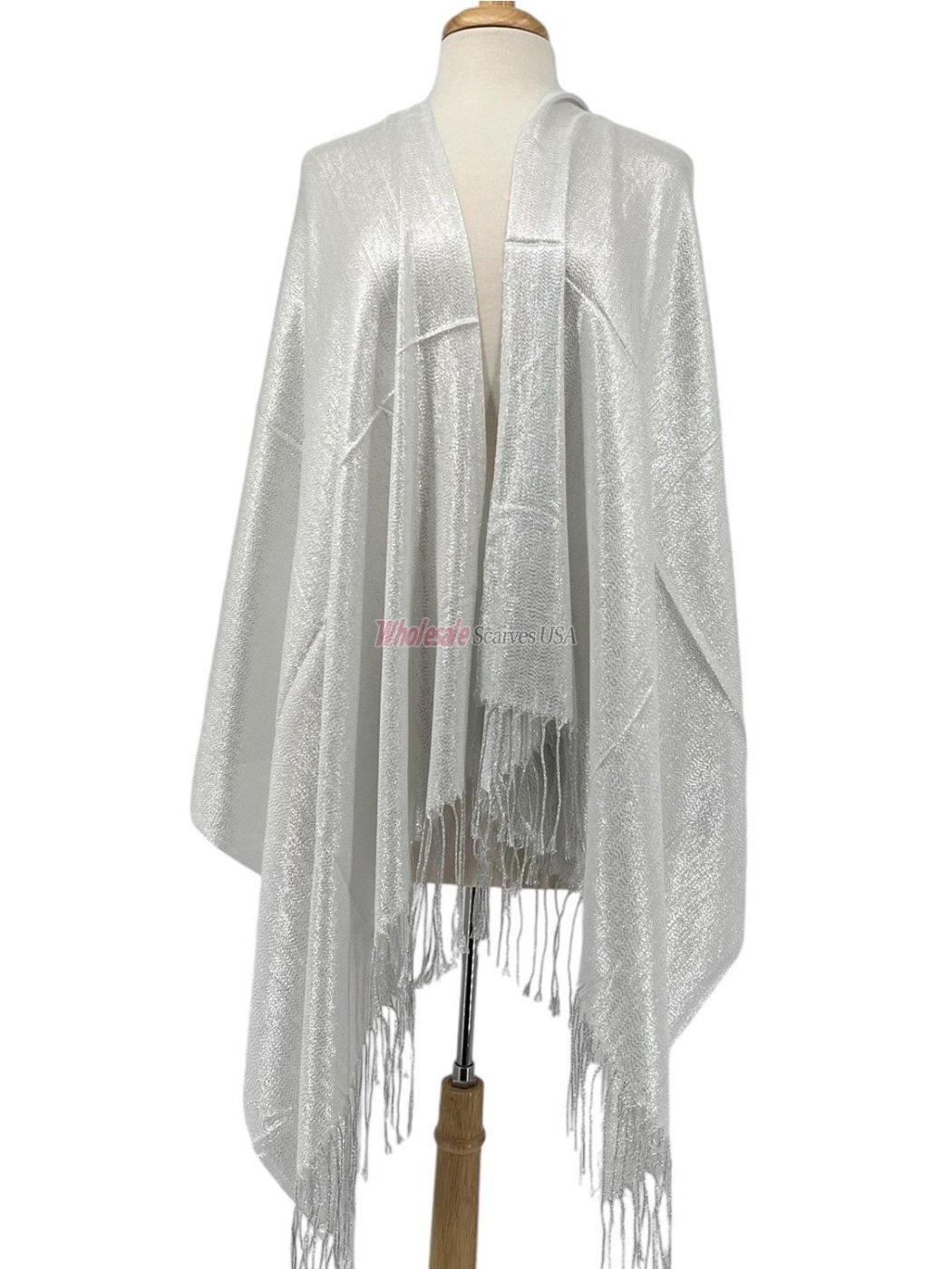 (image for) Glitter Pashmina Shawl White/Silver