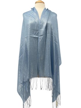 Glitter Pashmina Shawl Light Blue/Silver