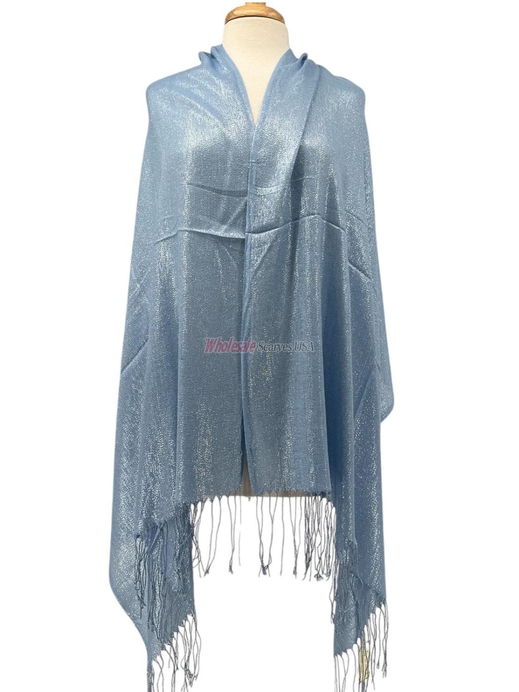 (image for) Glitter Pashmina Shawl Light Blue/Silver