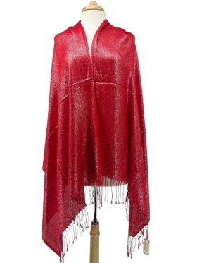 Glitter Pashmina Shawl Red/Silver