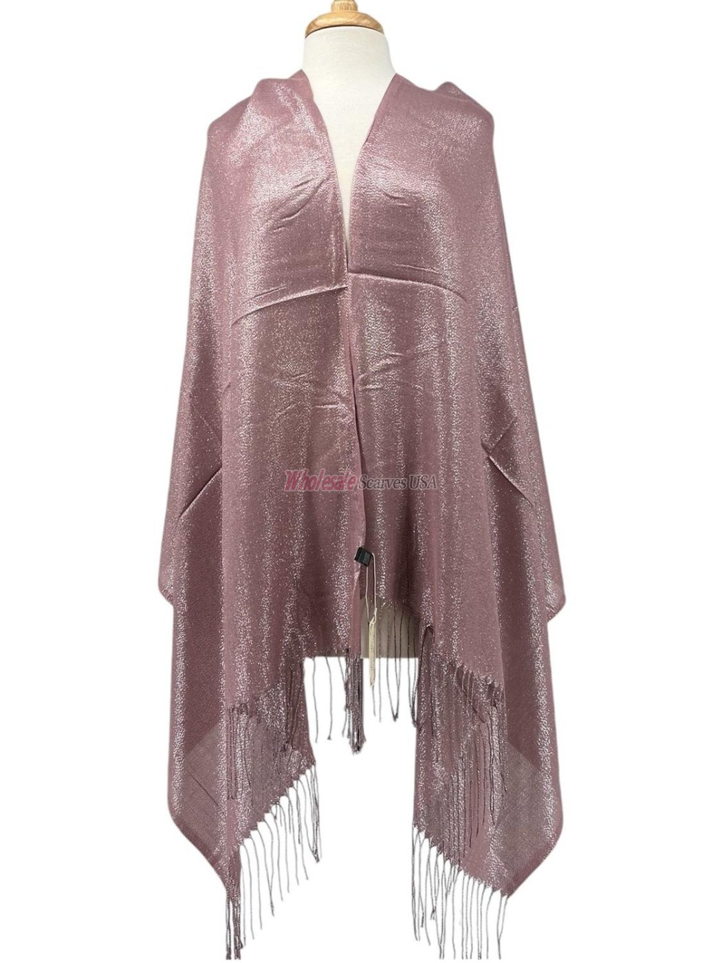 (image for) Glitter Pashmina Shawl Dusty Rose/Silver