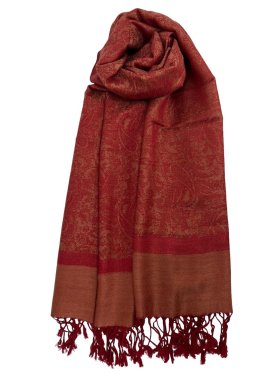 Paisley Jacquard Shawl Coral