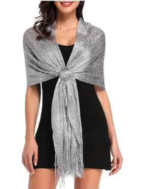 Sparkling Metallic Shawls and Wraps Grey