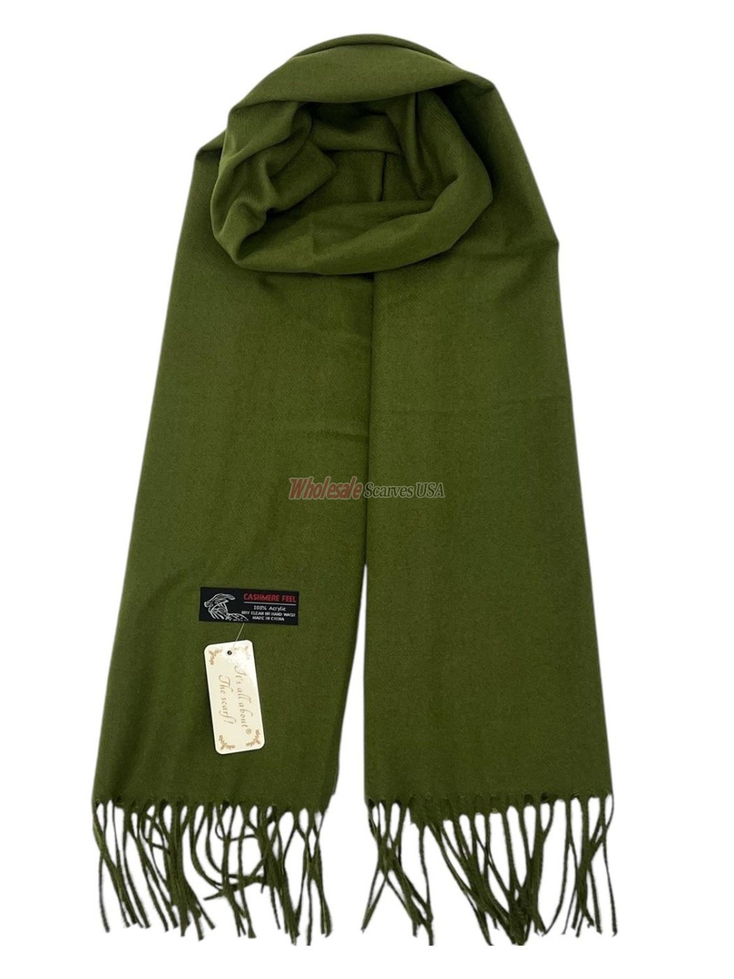 (image for) Woven Plain Scarf Olive Green