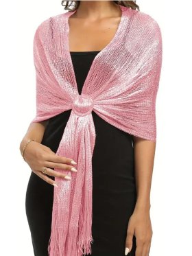 Sparkling Metallic Shawls and Wraps Pink