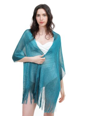 Sparkling Metallic Shawls and Wraps Cyan