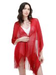 Sparkling Metallic Shawls and Wraps Red