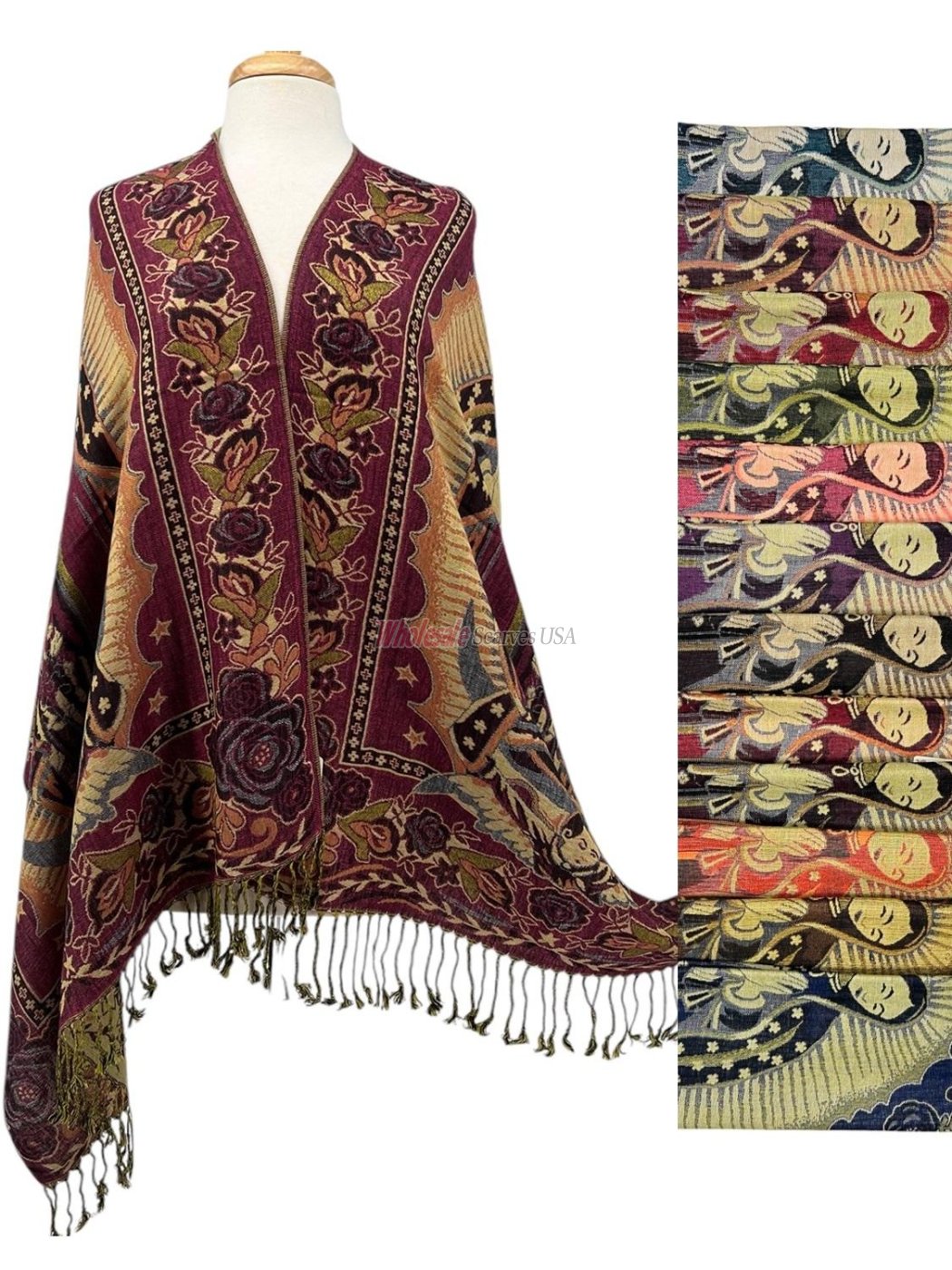 (image for) Virgin Mary Pattern Pashmina 1 DZ, Asst. Color NY23203