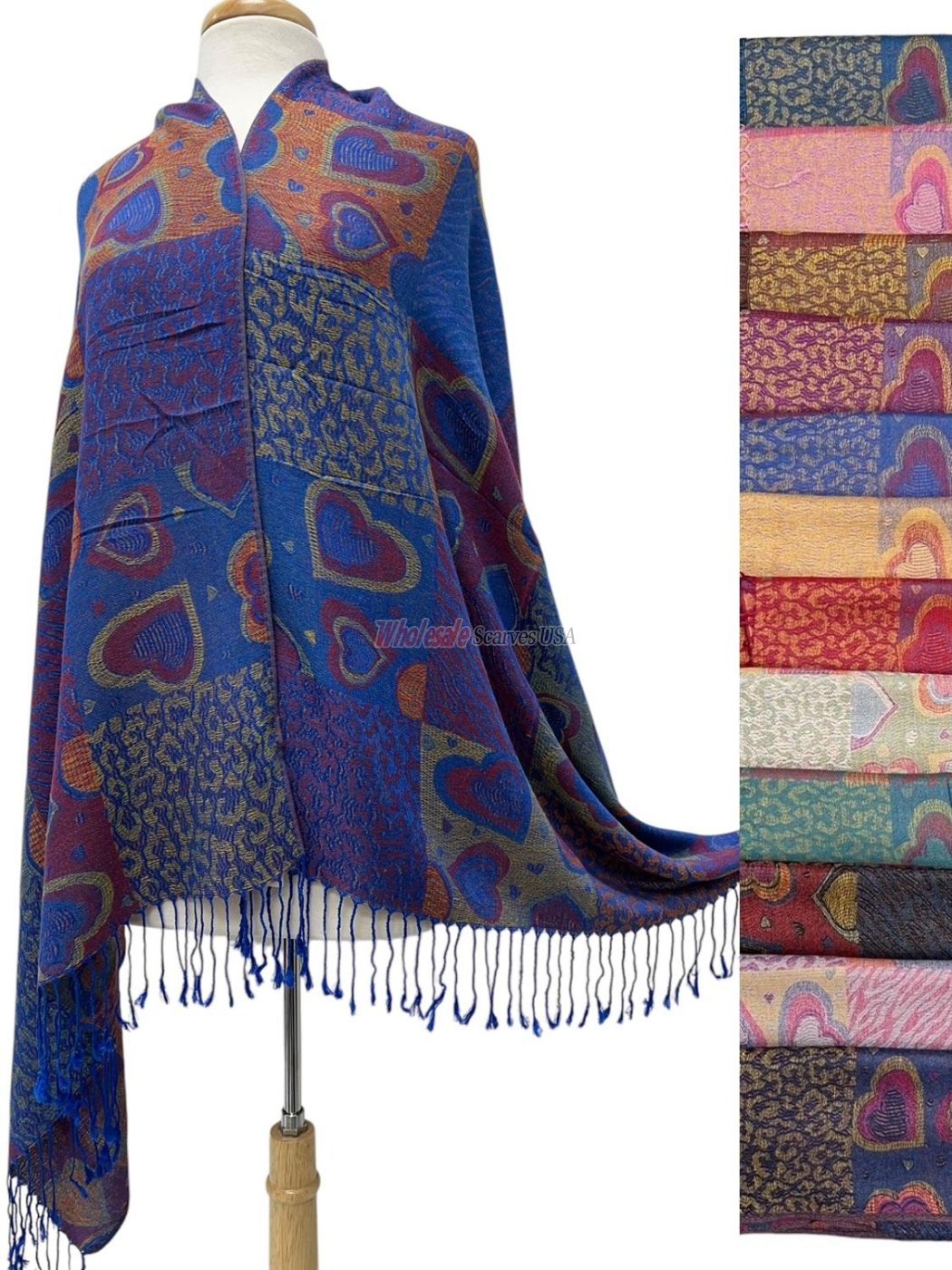 (image for) Love Heart Pattern Pashmina ( 12COLORS, 1DZ)