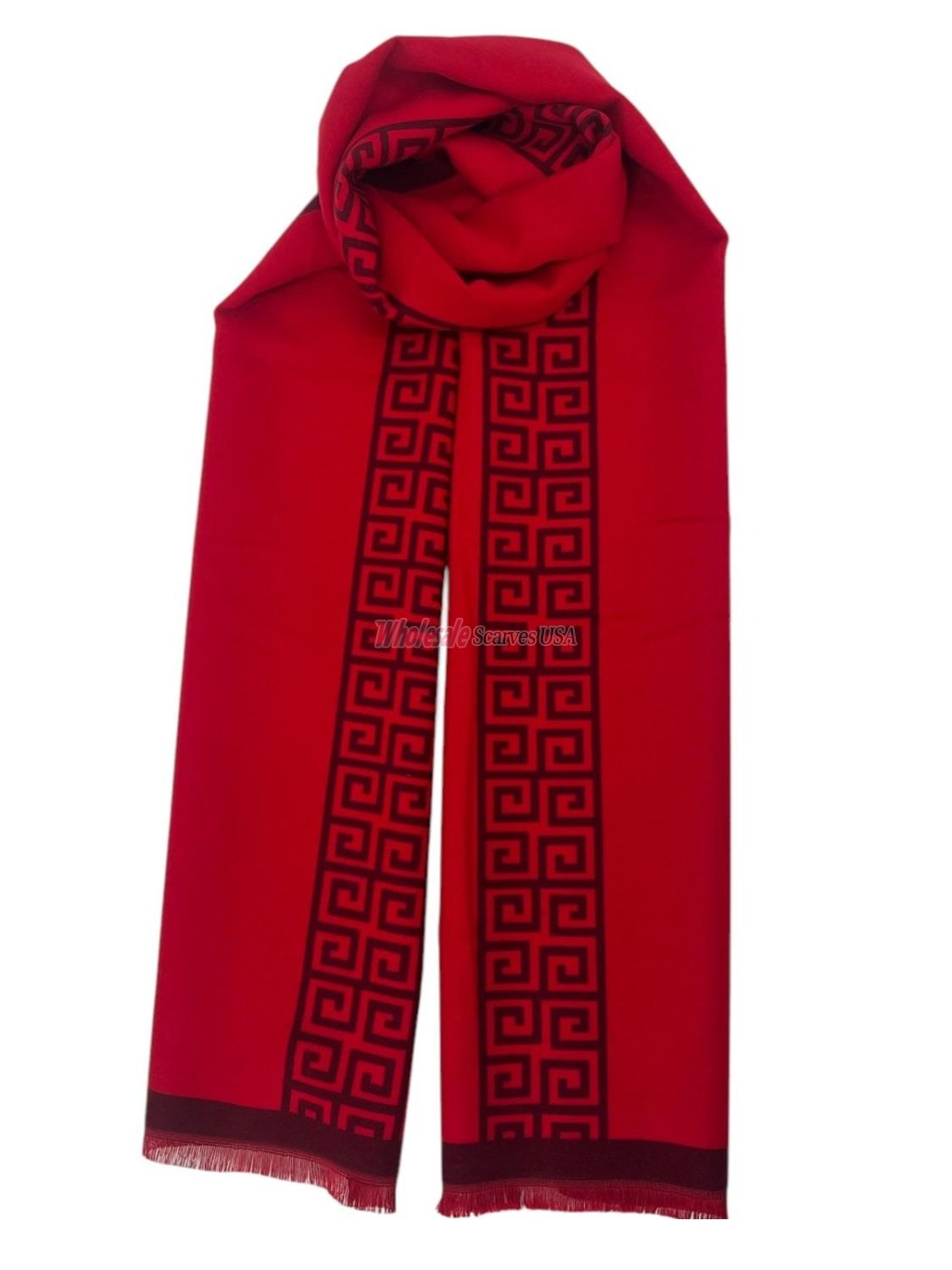 (image for) Reversible Cashmere Feel Scarf with Holiday Design 12-pack Red/Black