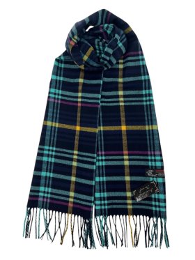 Cashmere Feel Plaid Scarf 12-pack Navy/Teal/Yellow/Purple