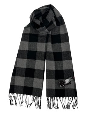 Cashmere Feel Plaid Scarf 12-pack Black/Grey