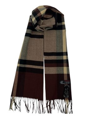 Cashmere Feel Plaid Scarf 12-pack Neutral/Brown/Black