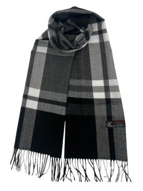 Cashmere Feel Plaid Scarf 12-pack Black/White