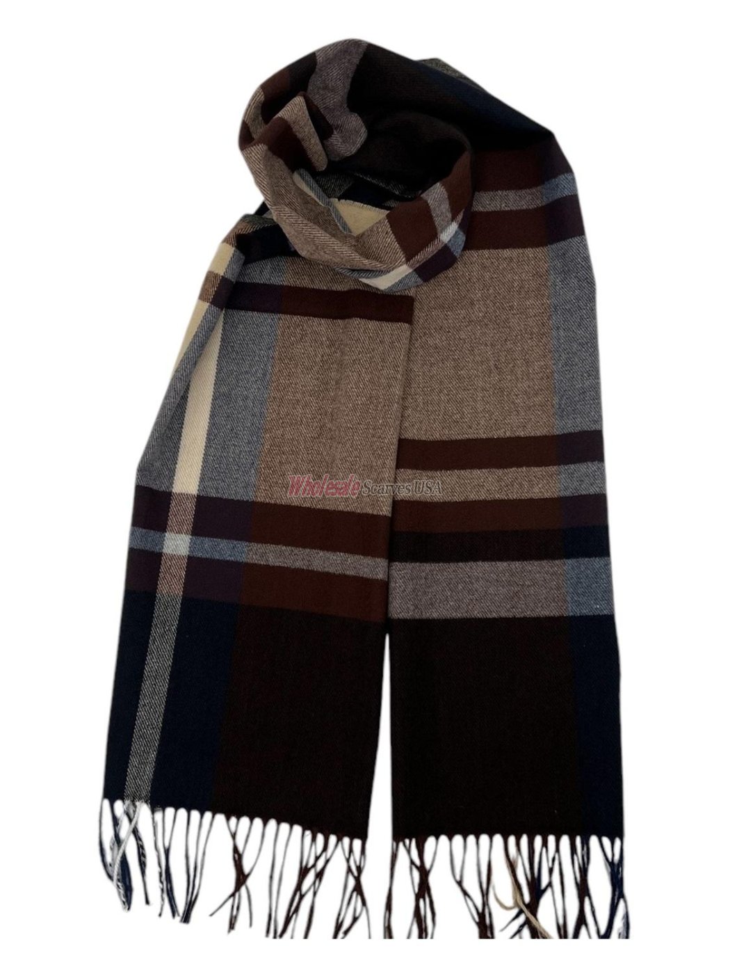 (image for) Cashmere Feel Plaid Scarf 12-pack Brown/Black/Navy/White