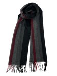 (image for) Cashmere Feel Scarf 12-pack Grey with Red Stripe SW-40