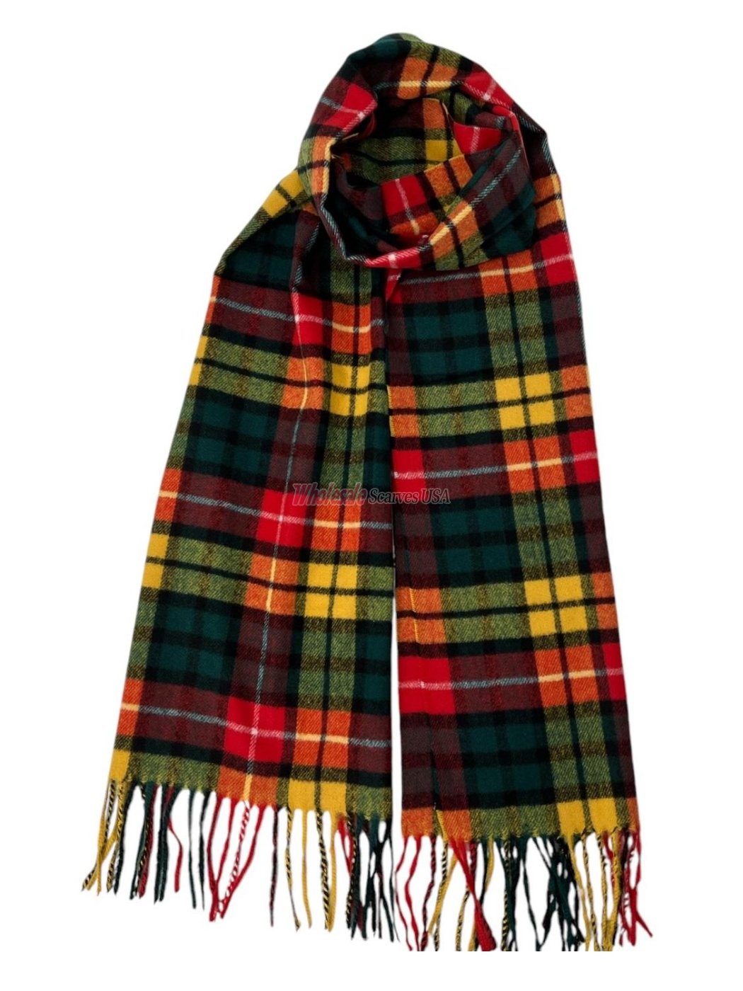 (image for) Cashmere Feel Checker Scarf 12-pack Green/Yellow/Red SW-47