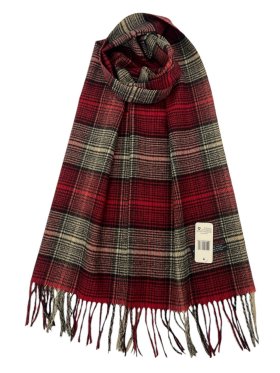 Cashmere Feel Plaid Scarf 12-pack Red/Black/Cream