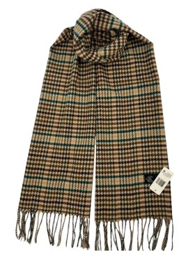 Cashmere Feel Plaid Scarf 12-pack Khaki/Brown/Teal