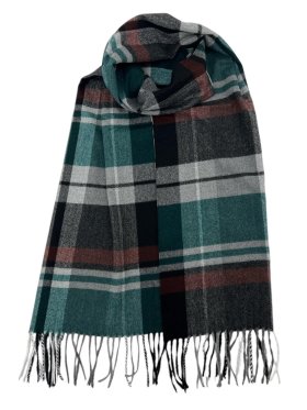 Plaid Cashmere Feel Scarf 12-pack Green/Grey /Brown SW-53