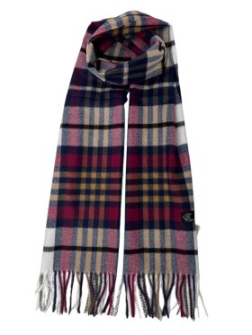 Cashmere Feel Checker Scarf 12-pack Navy/White/Burgundy