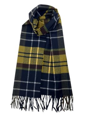 Cashmere Feel Plaid Scarf 12-pack Charcoal/Navy/Yellow