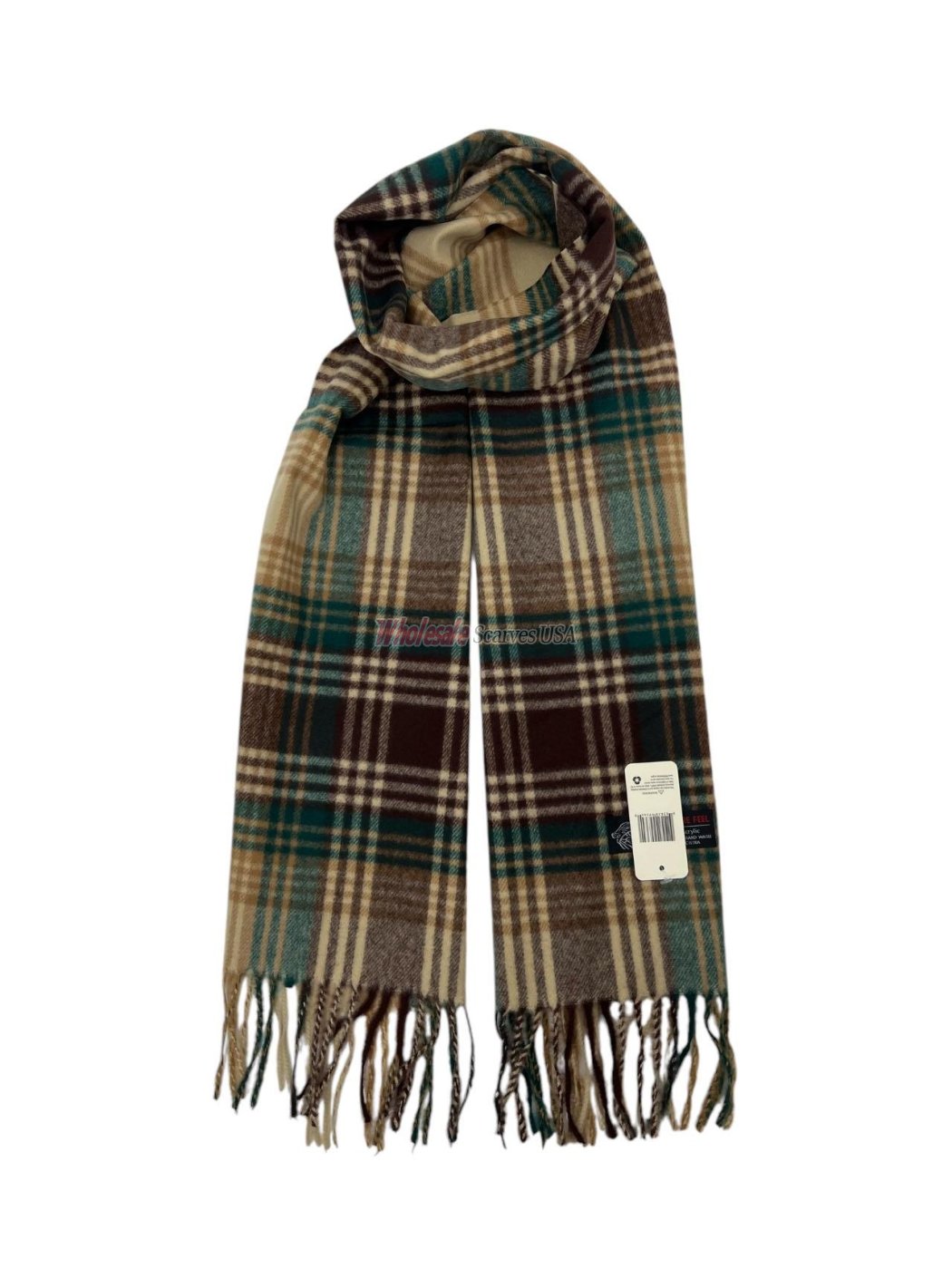 (image for) Cashmere Feel Plaid Scarf 12-pack Brown Multi