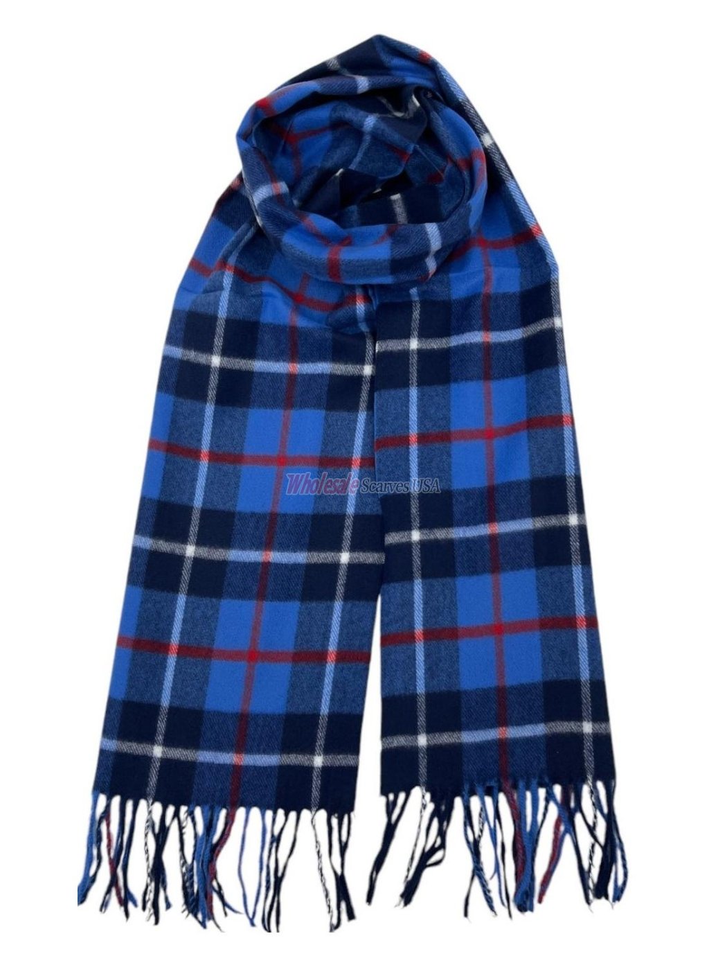 (image for) Cashmere Feel Plaid Scarf 12-pack Blue/ Navy/Red SW-74