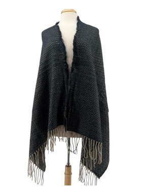 Woven Cashmere Feel Shawl Navy