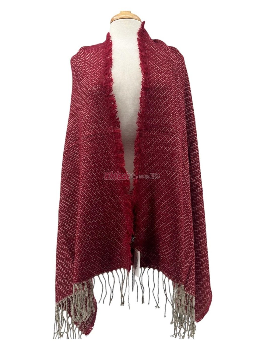 (image for) Woven Cashmere Feel Shawl Burgundy