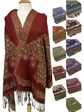 Metallic Peacock Pashmina (11 Colors , 1Doz)