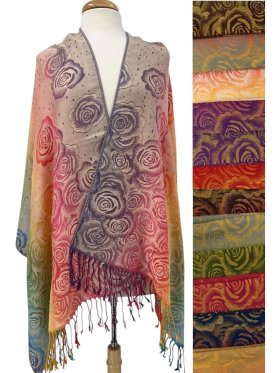 Jewel tones Rose Pashmina (11Colors, 1Doz)