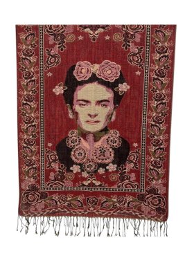 Divine Frida Kahlo Pashmina Maroon/Black Divine Frida Kahlo Pashmina Maroon/Black