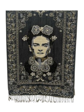 Divine Frida Kahlo Pashmina Charcoal/Yellow Divine Frida Kahlo Pashmina Charcoal/Yellow