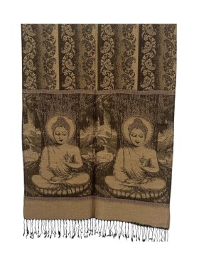 Buddha Meditation Prayer Pashmina Khaki Buddha Meditation Prayer Pashmina Khaki