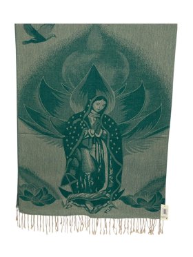 Virgen De Guadalupe Shawl Scarf Green Virgen De Guadalupe Shawl Scarf Green