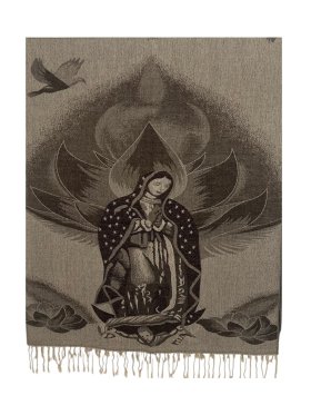 Virgen De Guadalupe Shawl Scarf Beige Virgen De Guadalupe Shawl Scarf Beige