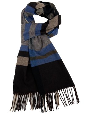 Plaid Cashmere Feel Scarf 12-pack Grey/Navy/Brown