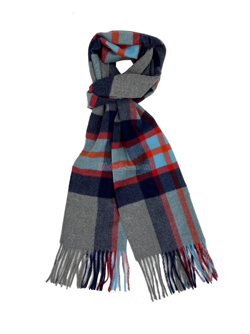 (image for) Plaid Cashmere Feel Scarf 12-pack Grey/Navy/Red SW19