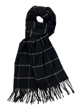 Checked Cashmere Feel Scarf 12-pack Black/White