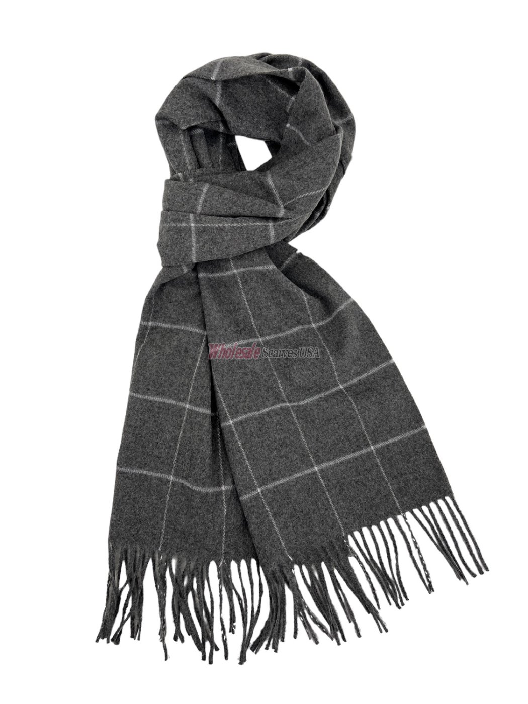 (image for) Plaid Cashmere Feel Scarf 12-pack Grey/White CSW28